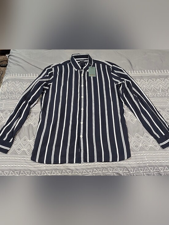 Todd Snyder Other - Todd Snyder Navy Satin White Stripe Button Down Size XL